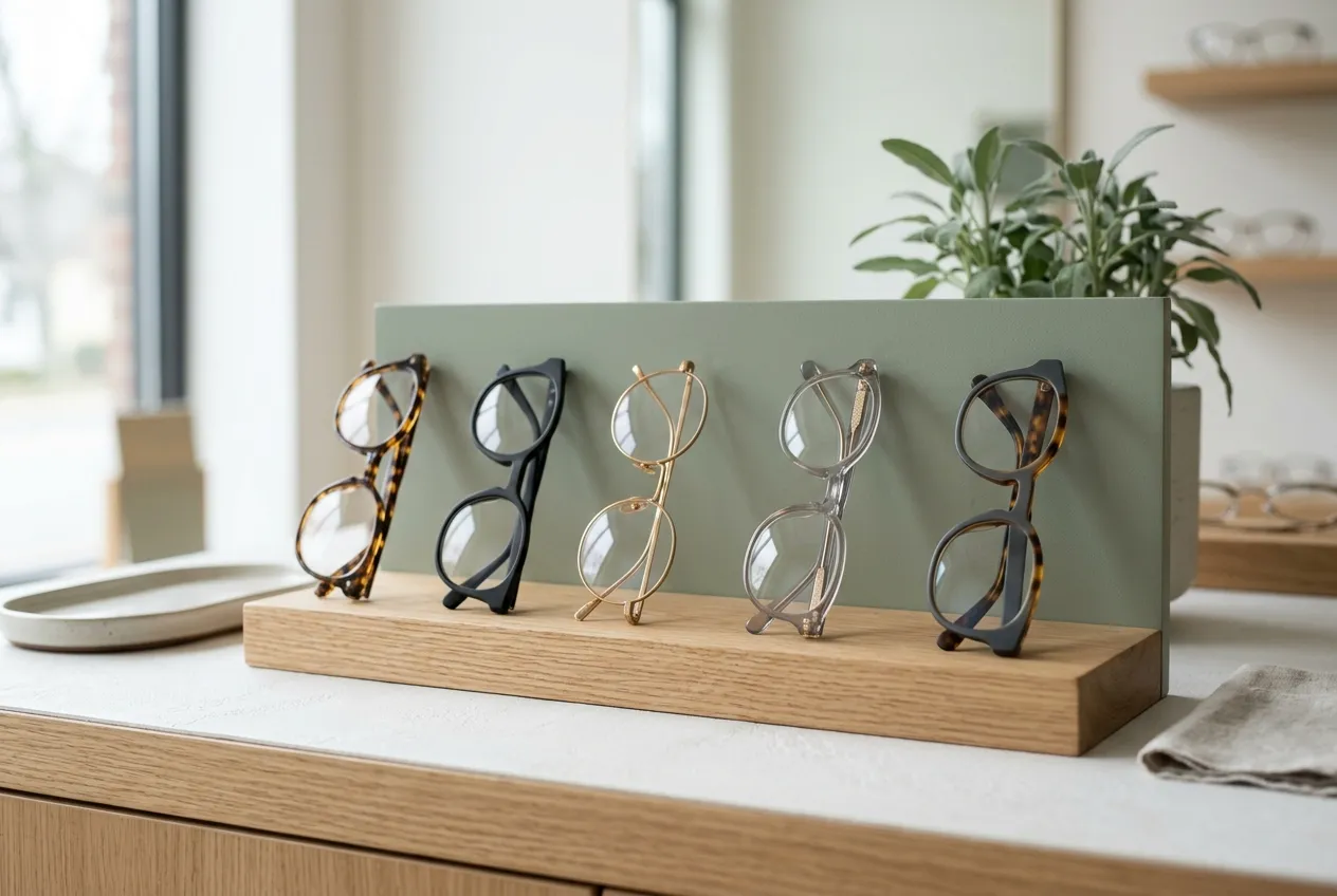 Prescription eyeglasses frames on display